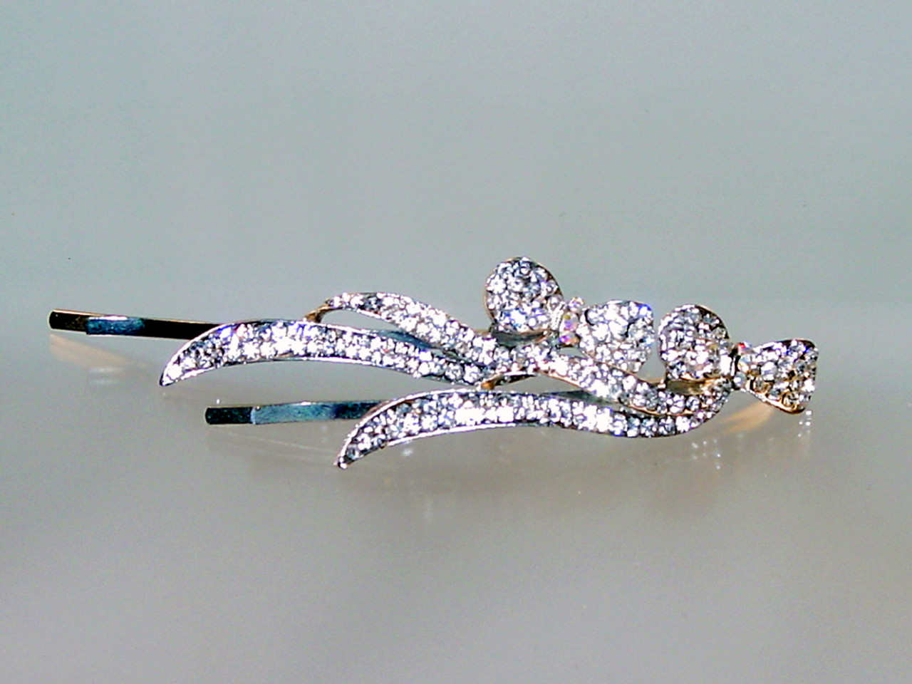 Large Rhinestone Ribbon Hair Pins