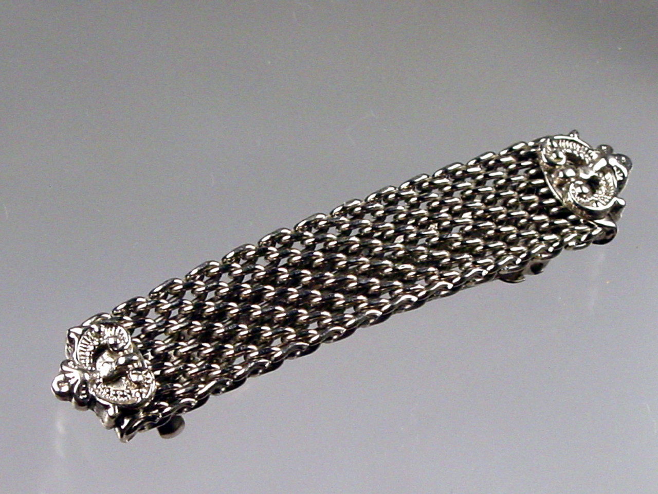 Vintage Chain Mail Barrette with Scrolling Finish