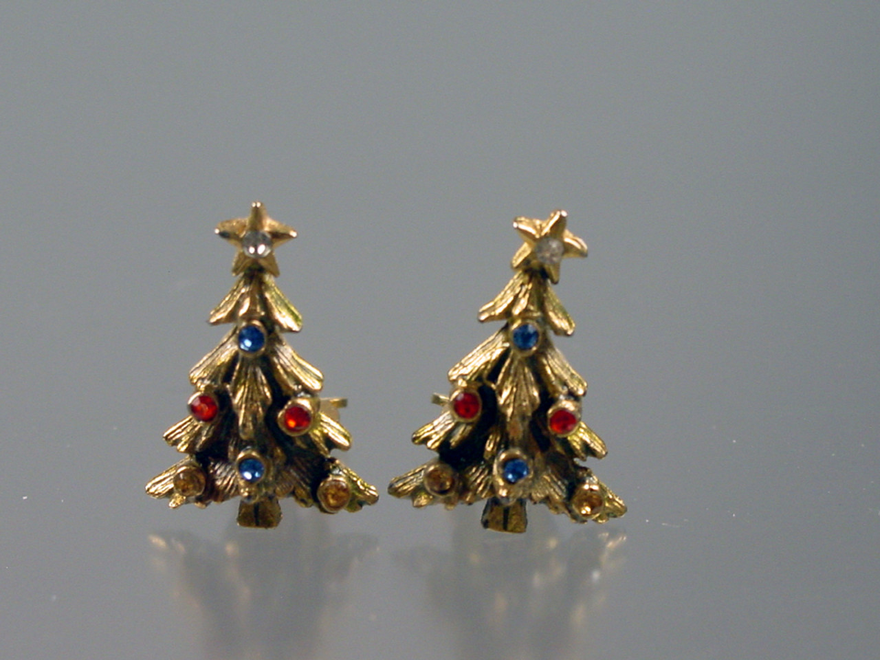 Christmas Rhinestone Clip Earrings