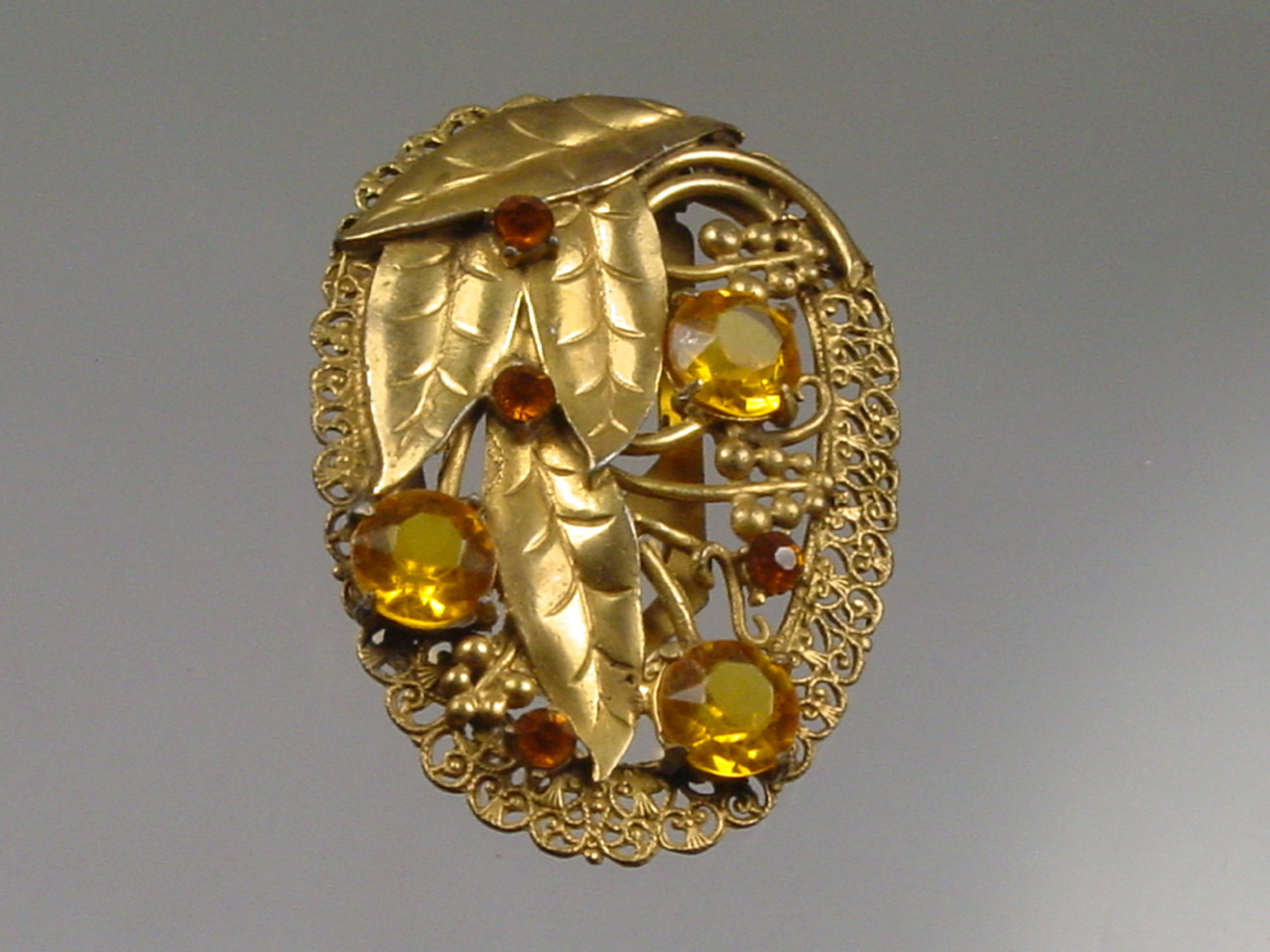 1930s Dress Clip Yellow Rhinestones