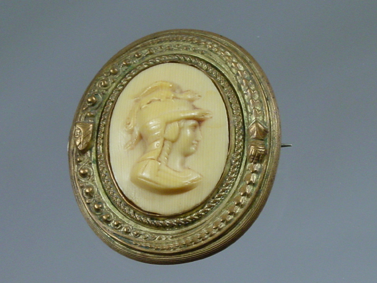 Victorian Achilles Cameo Brooch Dragon Helmet