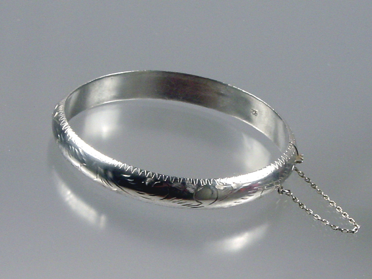 Sterling Hollow Bangle Hinged Engraved