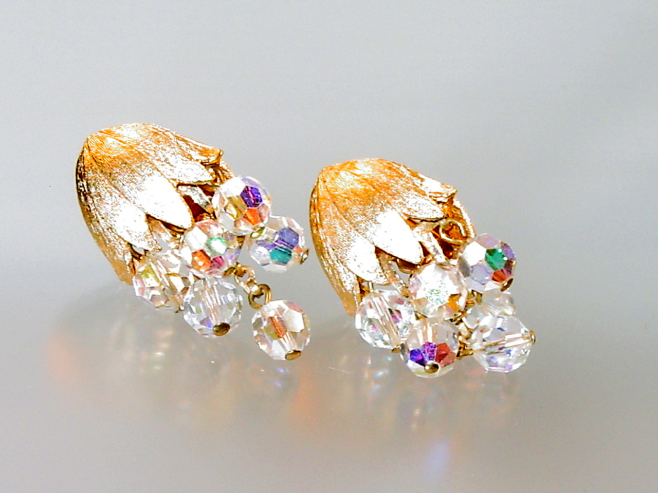 Crystal Grape Cluster Clip Earrings