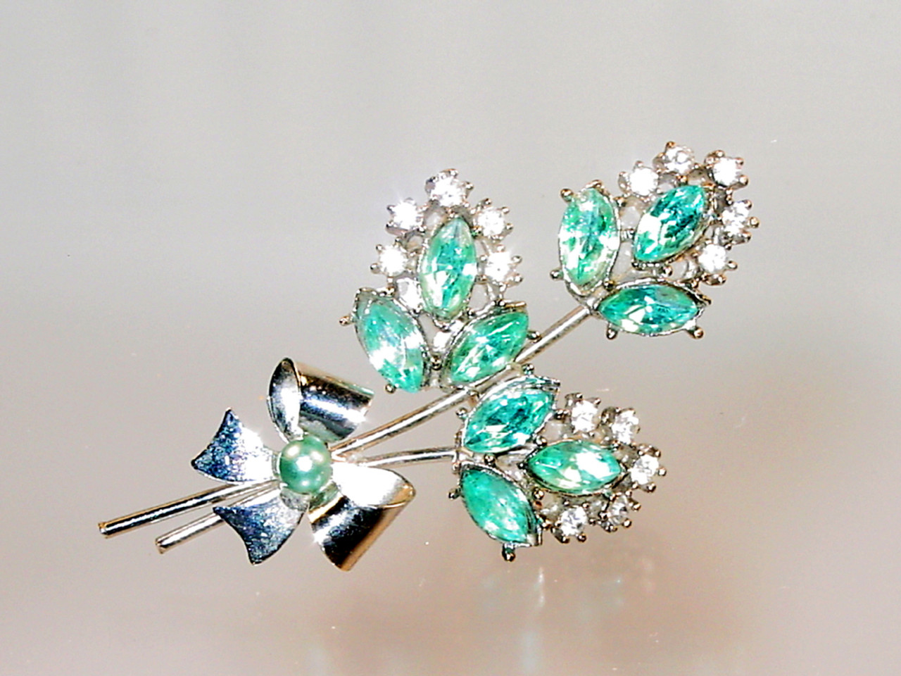 Aqua Blue Marquise Flower Pin