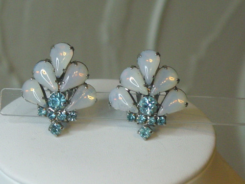 Art Nouveau Glass Moonstone Brooch