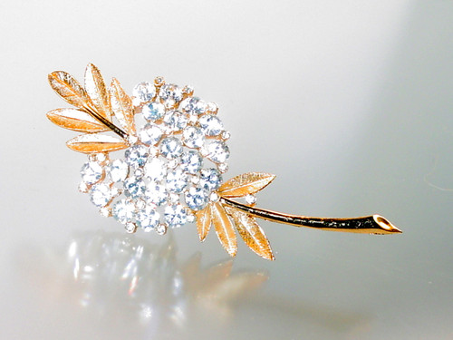 Crown Trifari Rhinestone Flower Brooch Crown Trifari Rhinestone Flower Brooch