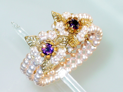 1950's Blush Pearl Rhinestone Wrap Bracelet 1950's Blush Pearl Rhinestone Wrap Bracelet