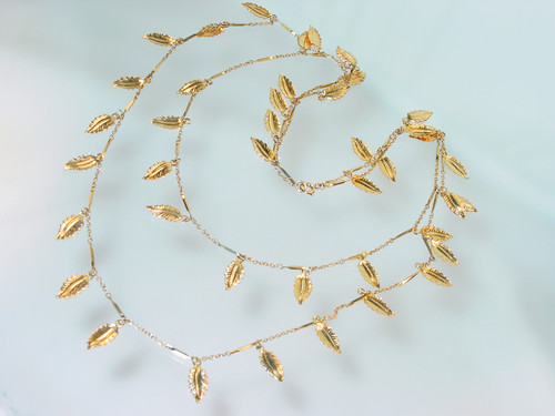 Layered Strand Falling Leaves Necklace Layered Strand Falling Leaves Necklace