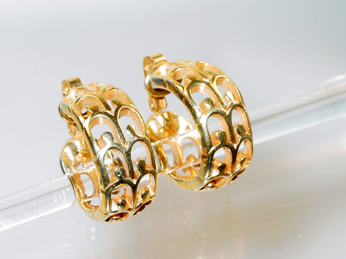 Crown Trifari Wide Hoop Earrings
