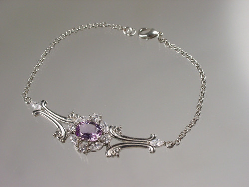 Amethyst Gemstone Marquise Crystal Bracelet