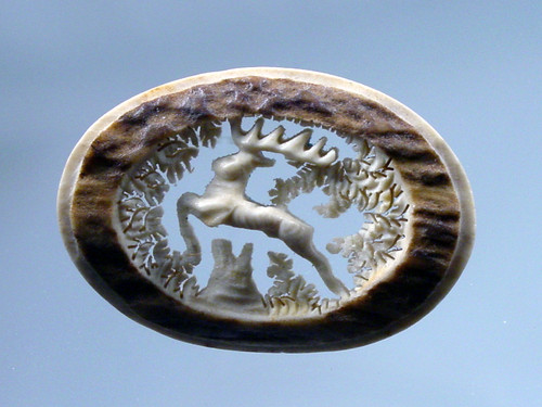 Hand Carved Antler Stag Brooch