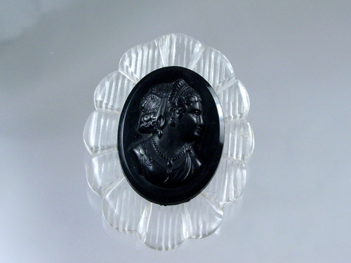 Clear Carved Lucite with Cameo