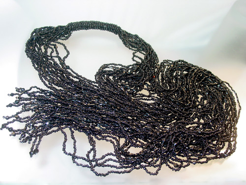 Black Glass Seed Bead Scarf Lariat