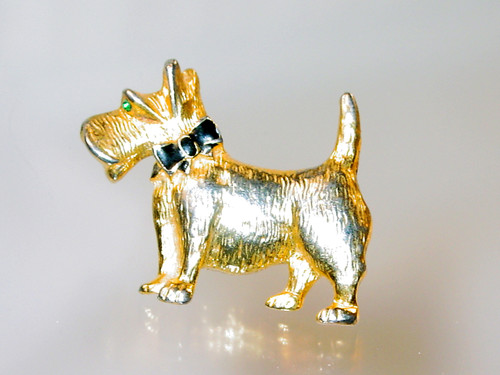 1960's Scottish Terrier Dog Pin Black Bow 1960's Scottish Terrier Dog Pin Black Bow