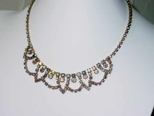 1950s Aurora Borealis Rhinestone Necklace 1950s Aurora Borealis Rhinestone Necklace