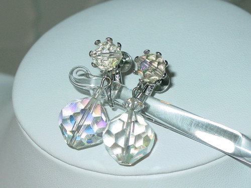 1960's Dangle AB Crystal Earrings