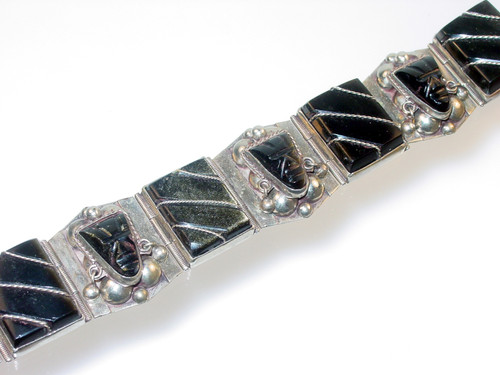 Taxco Silver Hinged Bangle Bracelet