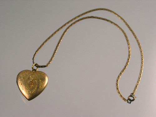 Signed WH 12K Gold Filled Heart Locket Necklace