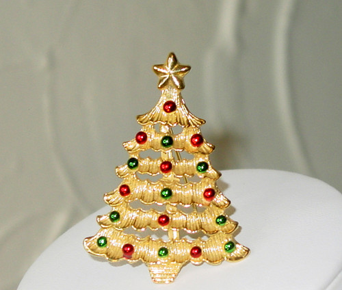 ICE クリスマスツリーブローチ　ビンテージ　Eisenberg　クリスマスピン Vintage Signed Eisenberg ICE Christmas Tree Brooch Lapel Pin