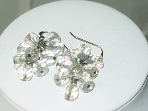 French Sterling Crystal Bell Earrings