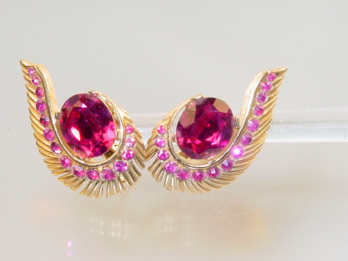 Crown Trifari Pink Earrings
