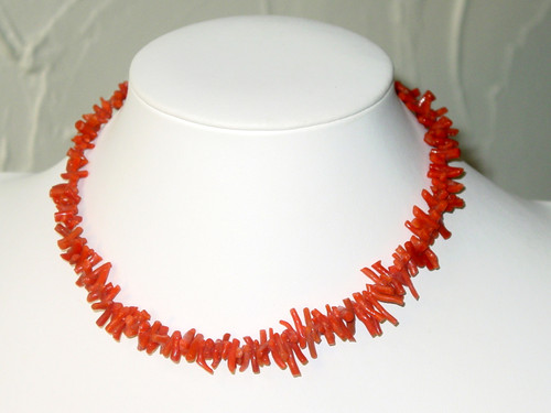 Salmon Red Coral Branch Choker Necklace Salmon Red Coral Branch Choker Necklace