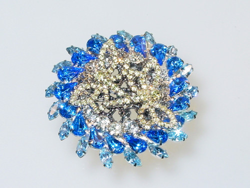 Tiered Marquise Brooch in Blues