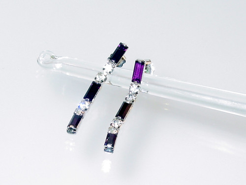 Purple Baguette Dangle Earrings