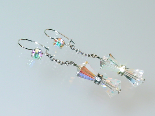 Rhinestone Topped Crystal Dangle Earrings