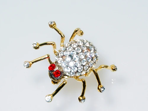 Pavé Rhinestone Spider Brooch 1980's - 1990's