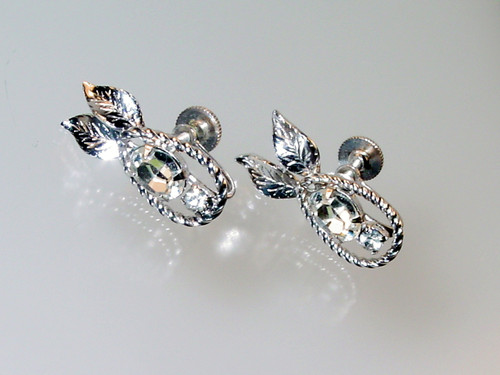 Screw-back Oval Crystal Earrings