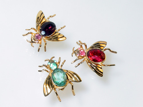 Trio Coro Pegasus Jeweled Flying Bug Pins