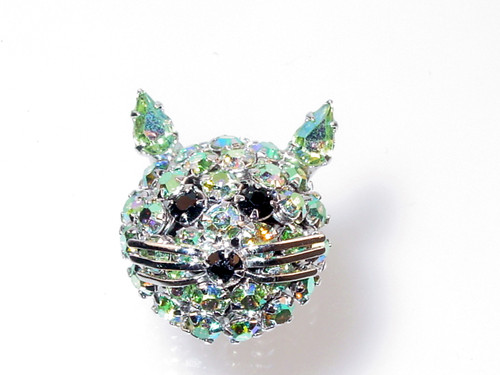 Warner Cat Rhinestone Brooch