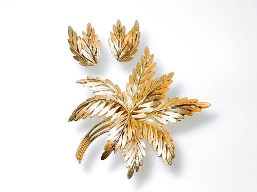 1960's Crown Trifari Large Brooch Earrings