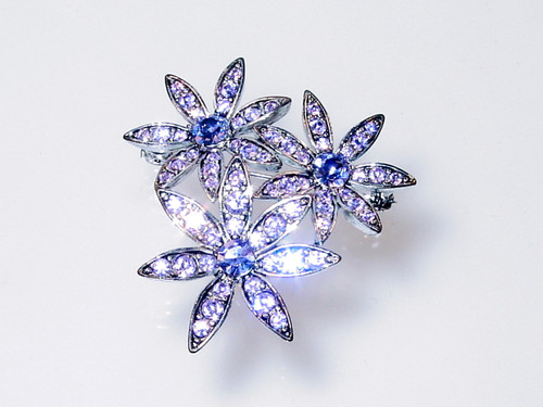 Liz Claiborne Lavender Rhinestone Flower Brooch