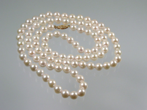 Opera Length 7mm Cultured Pearl Necklace 14K Clasp