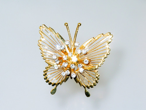 Monet Radiating Rhinestones Butterfly Brooch