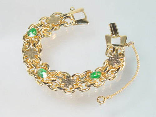 shamrock bracelet with green glass