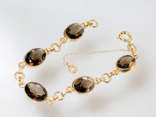 Vintage Gold Filled Smoky Quartz Bracelet