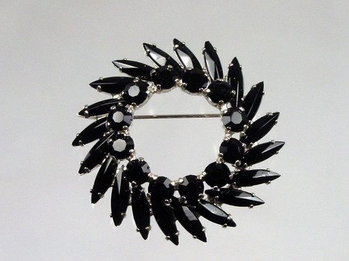 Vintage Black Circle Brooch