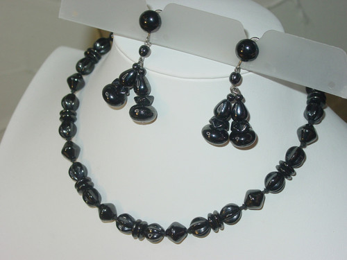 West Germany Hematite Necklace & Earrings Set