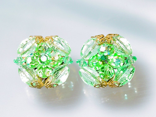 1960's Green Crystal Earrings
