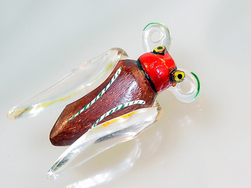 Carved Wood Lucite Bug Pin Carved Wood Lucite Bug Pin