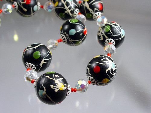 Vendome painted art bead necklace