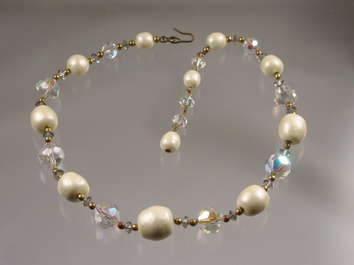 Crystal Pearl Dainty Chain Necklace Crystal Pearl Dainty Chain Necklace