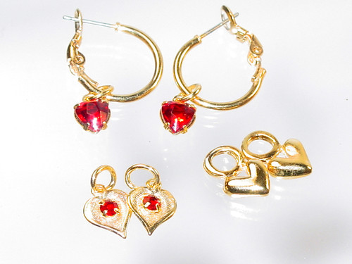 Hoop Earrings Multiple Heart Charms Hoop Earrings Multiple Heart Charms