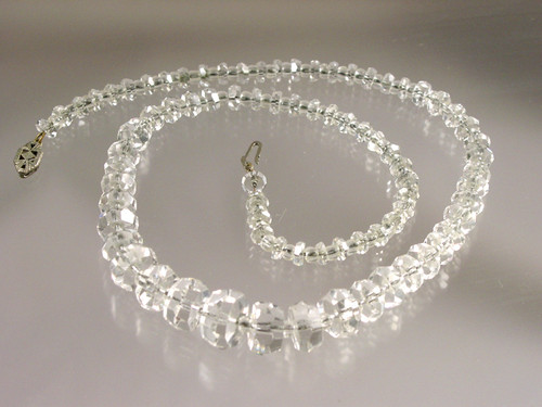 1920's cut crystal dainty chain necklace