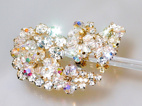 Juliana Dangle Crystals Rhinestone Brooch Earrings