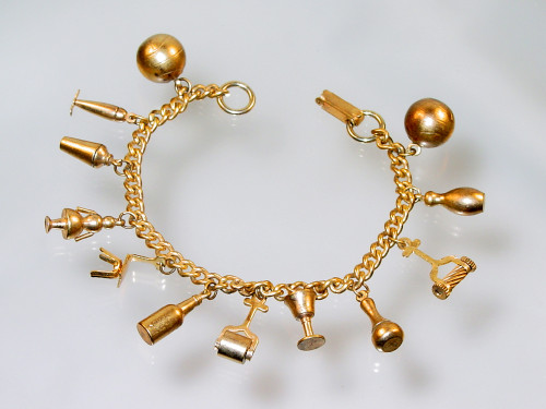 1950's Charm Bracelet  with 12 Charms 1950's Charm Bracelet  with 12 Charms