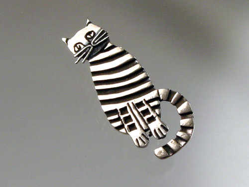 Vintage Taxco Mexico Silver Cat Pin